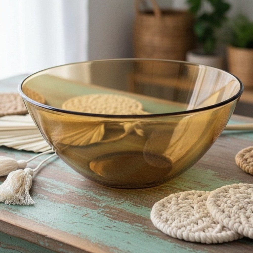 Arcopal Amber Glass Mixing Bowl, Vintage MCM Kitchenware, Replacement Glassware